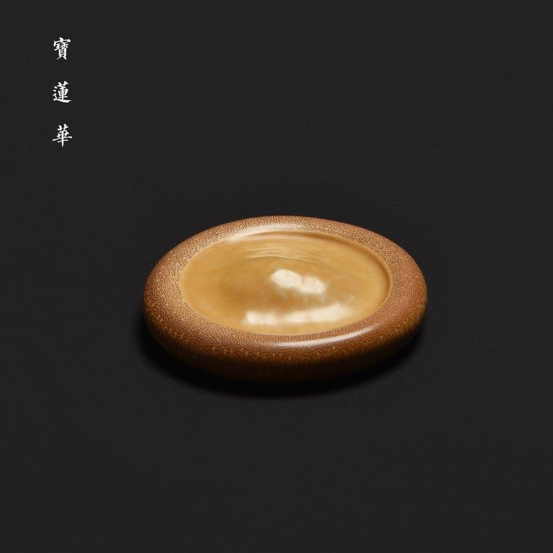 素面手工精磨玉竹隔圆片 茶室茶玩文玩摆件手把件 精磨竹竹器香盘