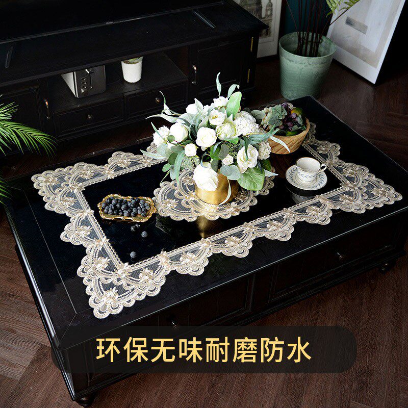 pvc桌垫防水防油 软玻璃桌布蕾丝茶几台布免洗无味水晶板餐桌桌垫