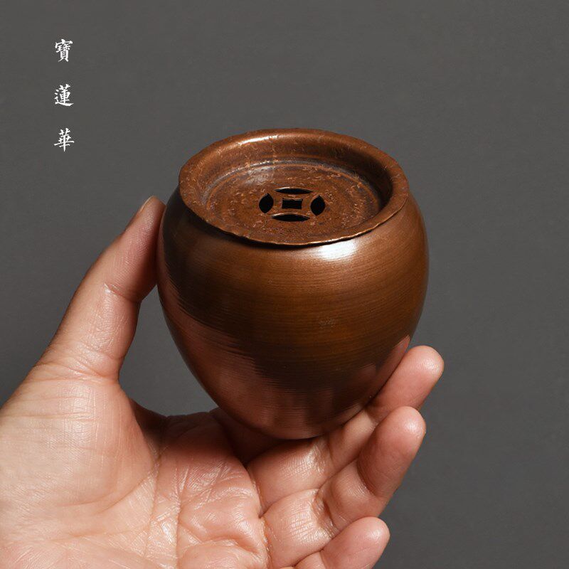 手工制小巧紫铜建水 铜水盂水洗茶洗 茶渣斗烟灰缸铜茶道用具笔洗