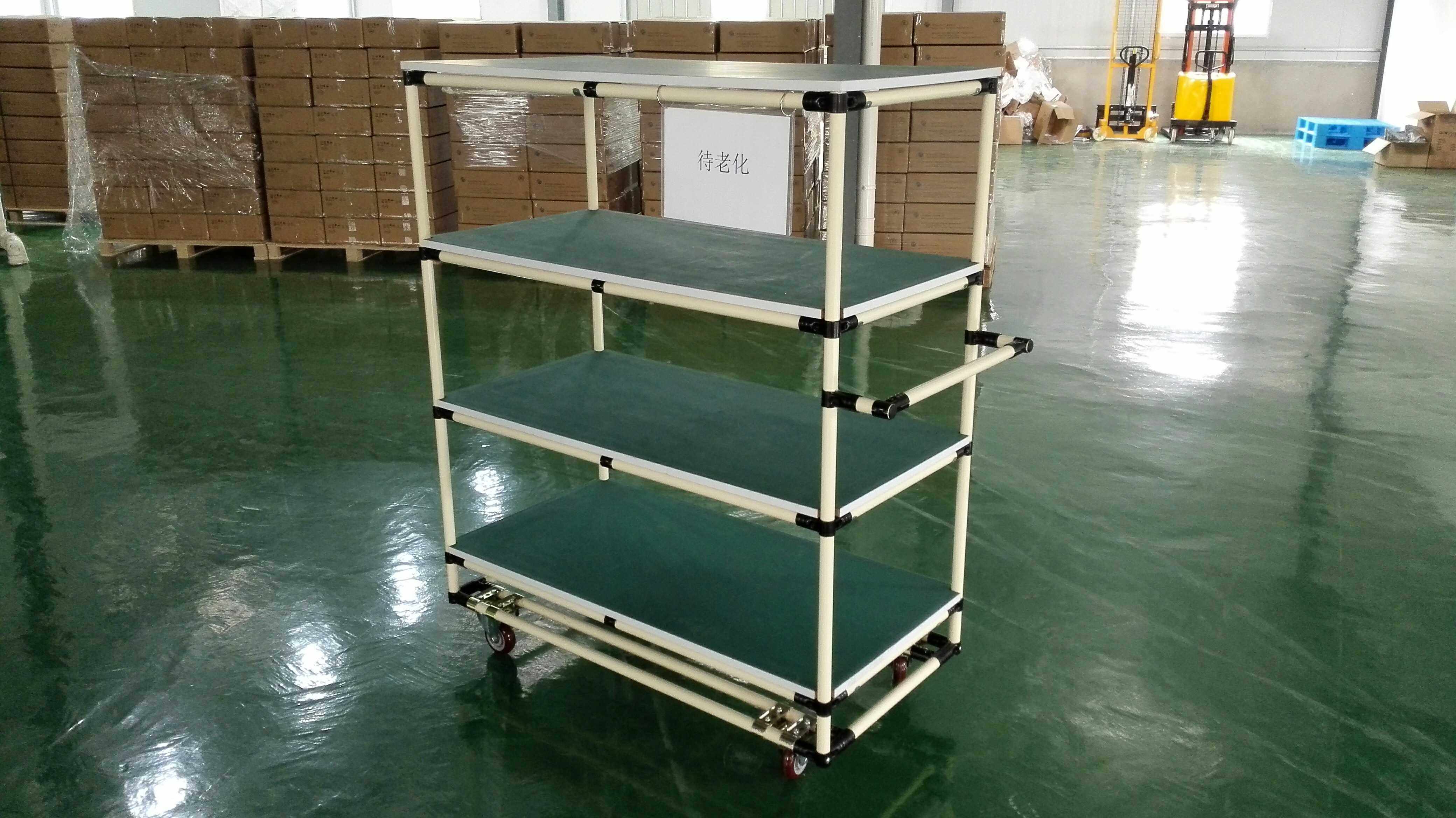 定制线棒精益管工厂电子厂工作台防静电周转车货架物流物料台车