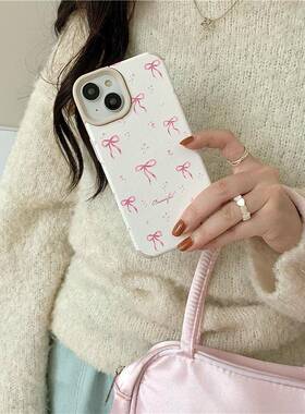 粉1色碎花丝带蝴蝶o结适用苹果17手机壳6ProMax新款469iPhne4秋冬113