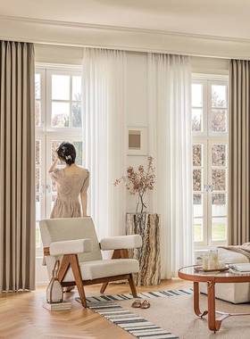 日式棉麻窗帘厅202式5新款色水芙棉客法加厚卧室遮光86648高级感