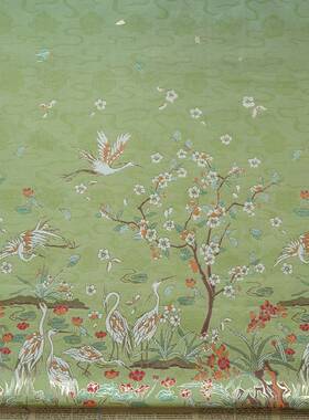 汉服马面裙鹤丝金短袄花布提古风暗纹小花仙装DX4000-9饰面料