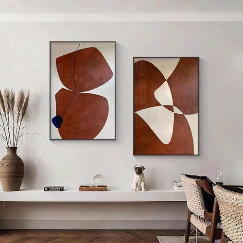 Silent Wind Abstract Red Geometric Living Room Decorative Pa