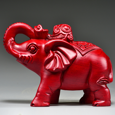 红花梨木大象摆件家居办公室玄关装饰一对木象工艺品开业新居送礼