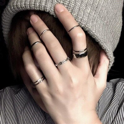 Ring Women Hip Hop Punk Adjustable Finger Joint Ring Cold St