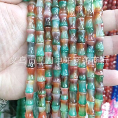 8*12mm bamboo loose beads natural green dongling agate bambo