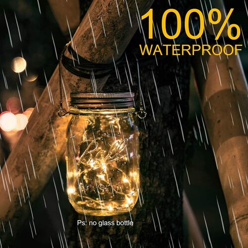 5pcs Solar Mason Jar Lights Solar Powered 20 LED Beads Fairy