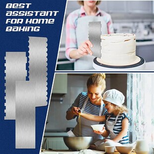 1pcs Stainless Steel Cake Scraper Double Sided Patterned Edg
