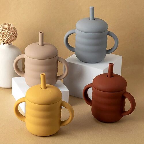 Baby Silicone Cups Straw Thread Cup BPA-Free Portable Storag