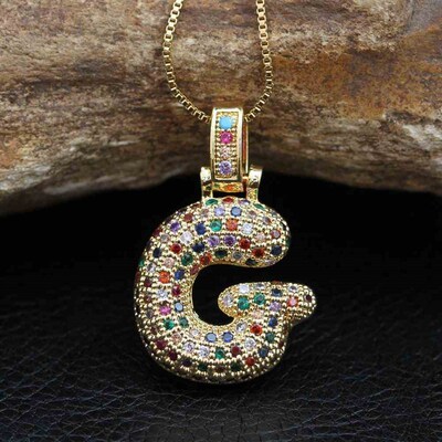 Hip hop fashion collection rainbow color CZ crystal pendant