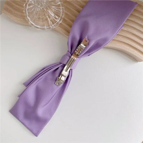 New Big Satin Hair Clip Hair Bows Girl Women Solid Pink Blac
