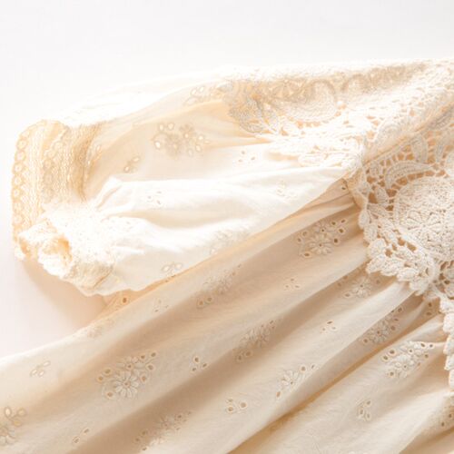 Japan Style Sweet Lace Patchwork Ladies Dresses Flower Croch
