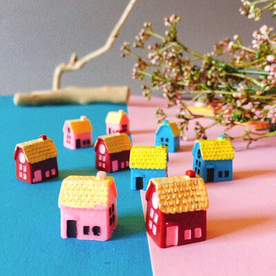 New~9 pcs mini house/little rees/miniatures cottage/shabby /