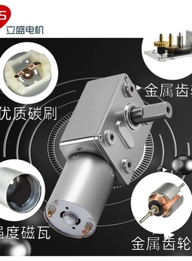 JGY370直流减速电机v2vv立盛电机低速大扭力蜗轮蜗杆小型马达
