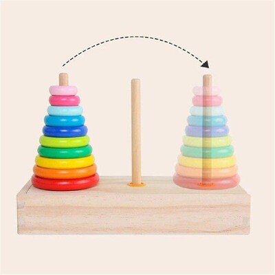 Tower of Hanoi Kids Toy Stacking Early Educational Wooden