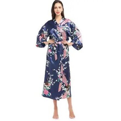 Womens Silk Satin Kimono Robes Long Sleepwear Dressing Gown