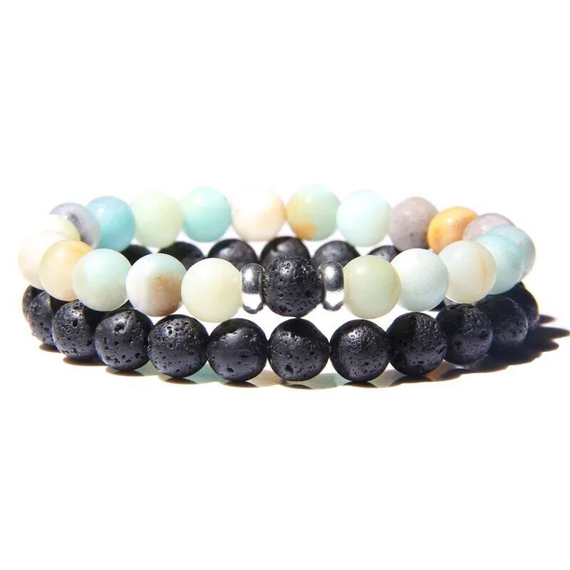 2 p?s/set Casais Distancia Pulseiras do sexo masculino puls - 实物图