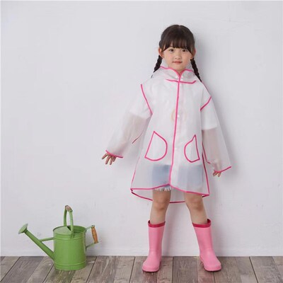 Kids Raincoat Waterproof Rain Poncho Clear Transparent Child