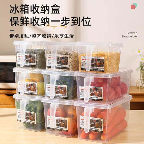 Handled transparent storage box for fruits and vegetables, d