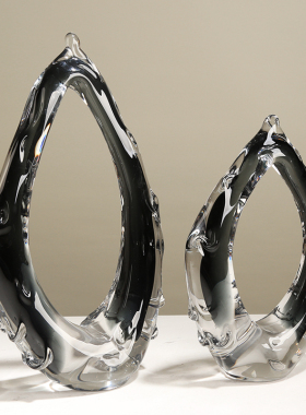 加厚琉璃创意异形摆件客厅玄关餐桌样板房电视柜博古架极简摆件