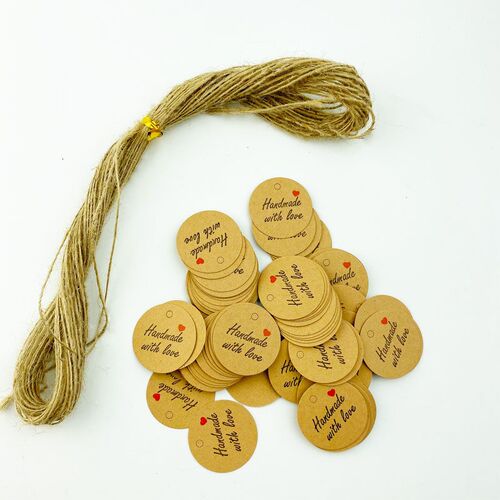 100pcs Round Kraft Paper Gift Tags Baking Printed Tag Celebr