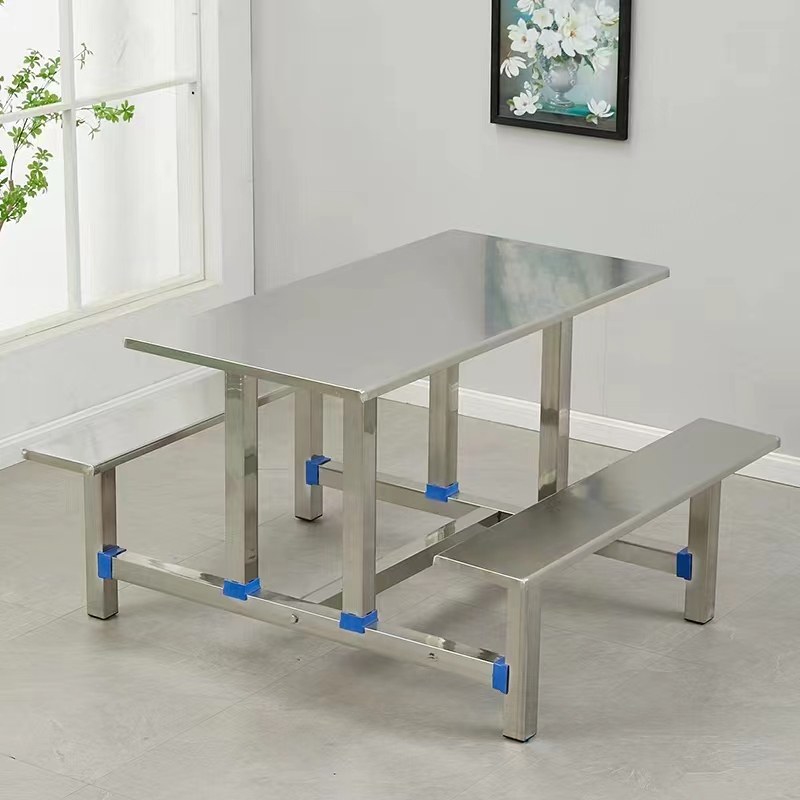 食堂餐桌椅加厚人人8人位工厂员工学校不锈钢连身快餐桌椅,住宅家具,不锈钢/PVC餐桌,淘宝优惠券,粉丝福利购,淘宝优惠卷