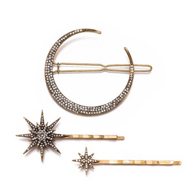 New Ancient silver color Star Rhinestone Hairpin Vintage Wom