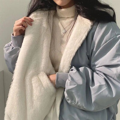 Winter Thicken Warm Parkas Women Oversized Kawaii Double Sid
