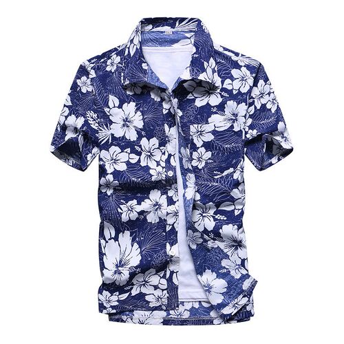Fashion Mens Hawaiian Shirt Male Casual Colorful Printed Bea