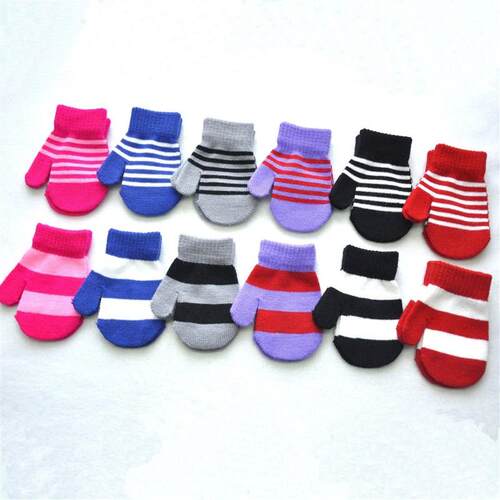Winter Children Striped Knitted Warm Gloves For Baby Student