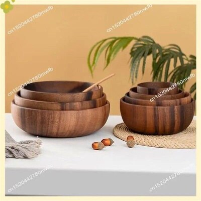 LDHL Wooden Salad Bowl Round Dessert Displays Serving Trays