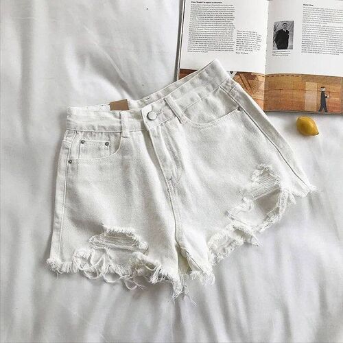 Korean Denim Short Women Summer Fahion Caual High Wait Rippe