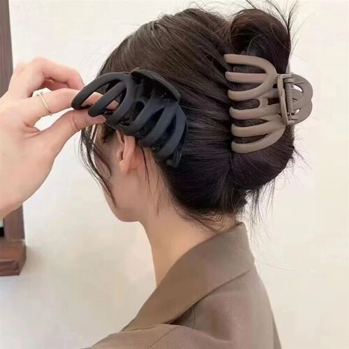 Korean Neutral Coffee Large Claw Clips for Thick Hair Access