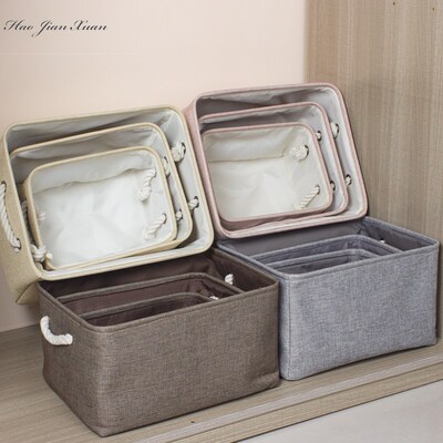 Cotton Linen Folding Storage Baskets Kids Toys Organizer Clo