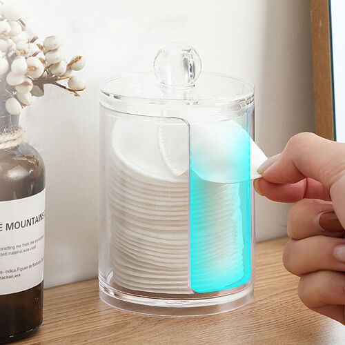 Acrylic Storage Box Makeup Cotton Swab Container Round Plast
