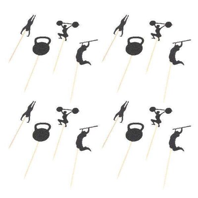 48 Pcs Party Cake Decor Gym Theme Decoration Supplies