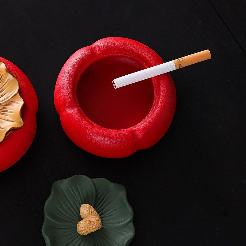 创意复古好柿发生烟灰缸陶瓷带盖防飞灰个性家用茶几桌面摆件装饰,家居饰品,装饰烟灰缸,淘宝优惠券,粉丝福利购,淘宝优惠卷