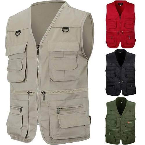 Mens Fishing Photography Multi-Pocket Vest Outdoor Tactical