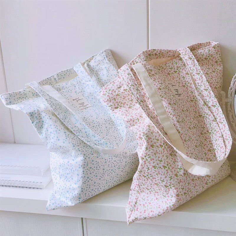 Cotton Women Shopping Bag For Groceries Canvas Large Reusabl