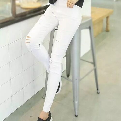Womens Tight Black Leggings Pants With Many Holes For Outer