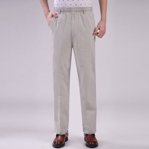 Summer thin cotton linen linen solid color high waist loose