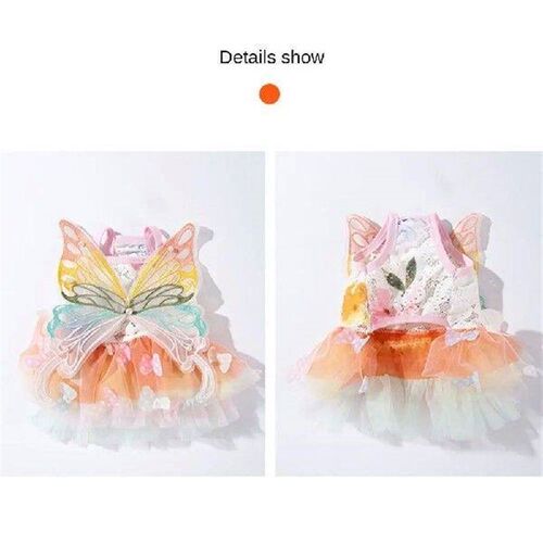 Cute Rainbow Butterfly Dog Princess Dress Pet Cat Puppy