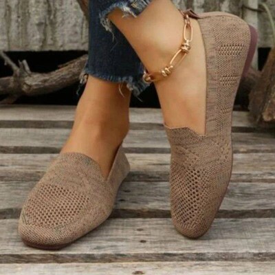 Solid Color Square Toe Mesh Loafers Shallow Women Flats Shoe