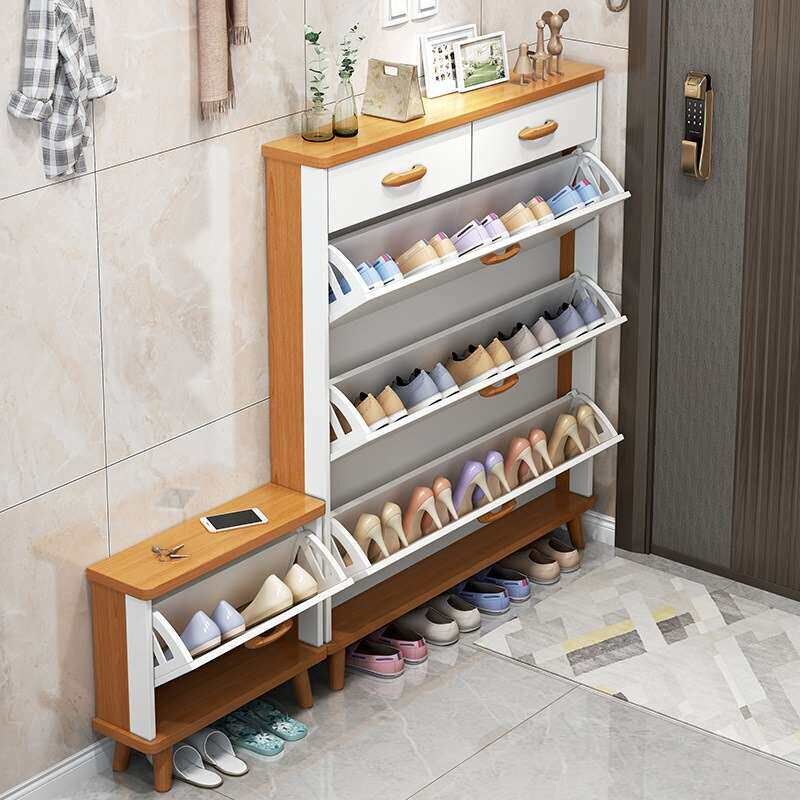 Shoe Rack with Cabinet Door Simple Doorway Dust-proof New Sh - 实物图