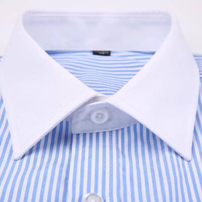 Mens Classic French Cuffs Striped Dress Shirt Single Patch
