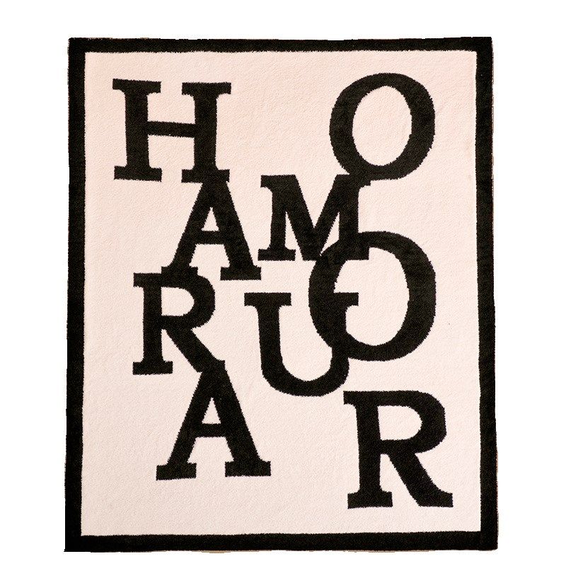 欧式复古毛毯黑白字母毛巾被沙发毯空调毯子露营休闲毯披肩午睡毯