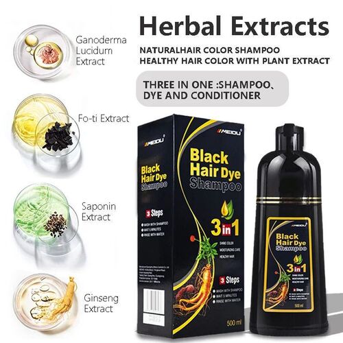 100ml/500ml Hair Dye Shampoo 3in1 Darkening Hairs Instant Gr