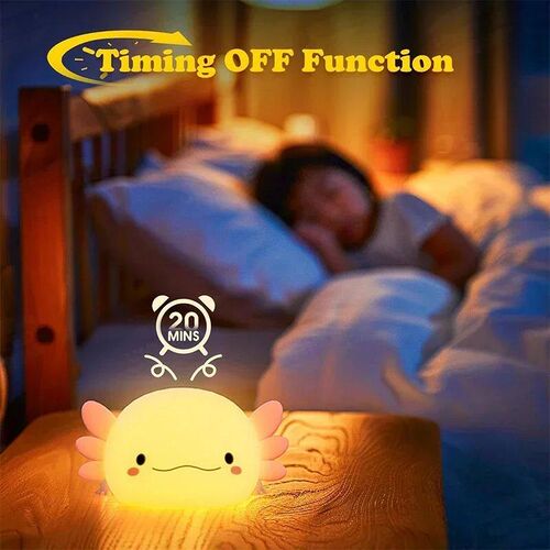 Cute Axolotl Night Light Silicone Nursery Sleeping Lamp Touc