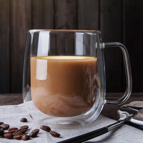 Double Wall High Borosilicate Glass Mug Heat Resistant Tea M
